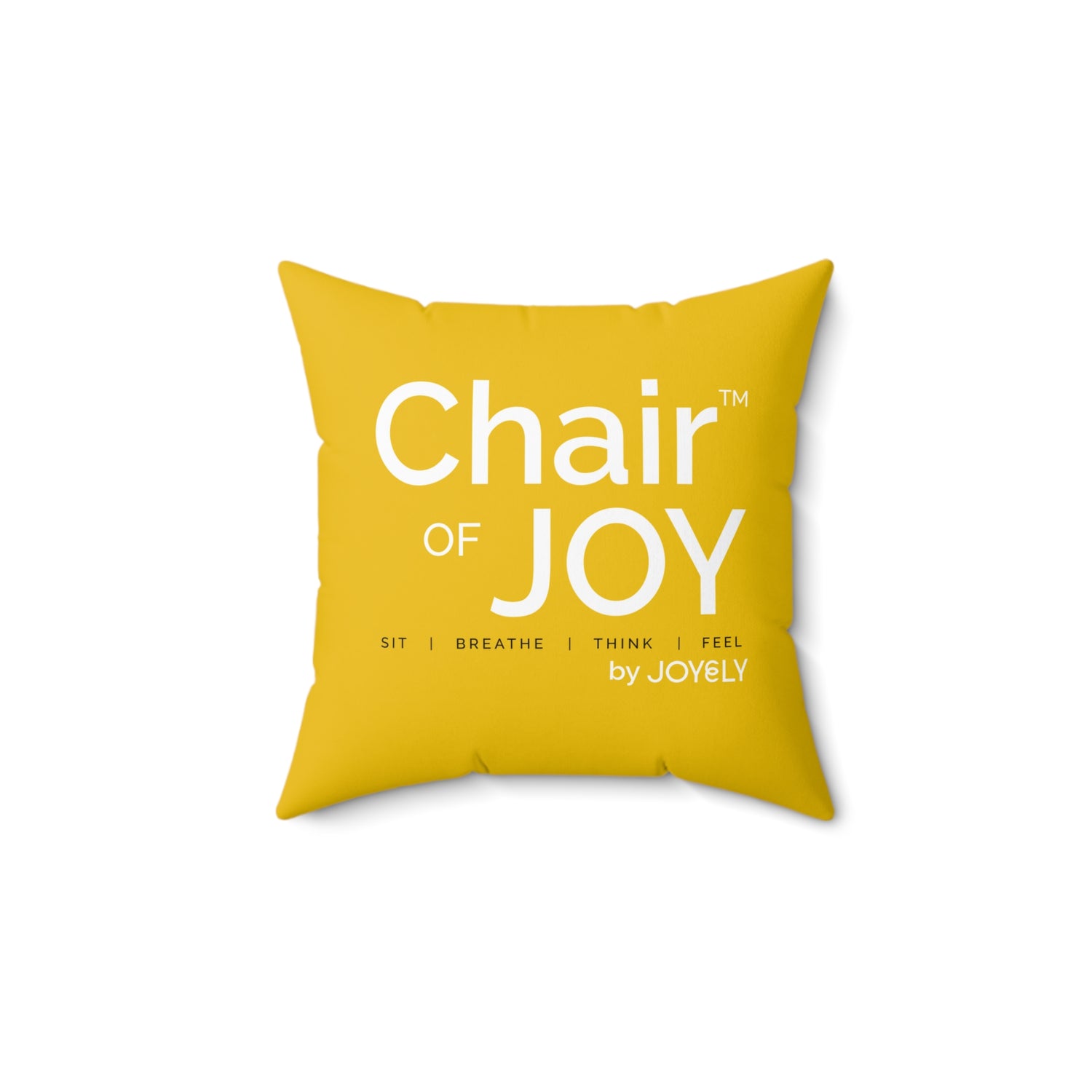 Chair of Joy Decorative Pillow - Bright Yellow Meditation Cushion with 'Chair of JOY' Text